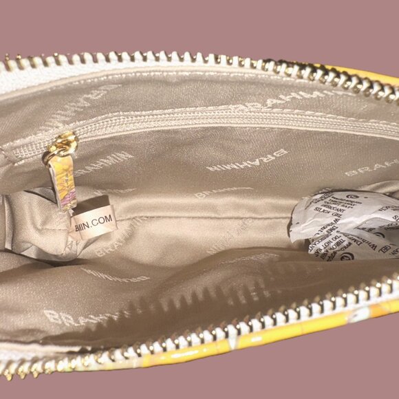 Brahmin NWT Daisy Daffodil Melbourne Genuine Leather Large Clutch Gold Hardware - Picture 10 of 12